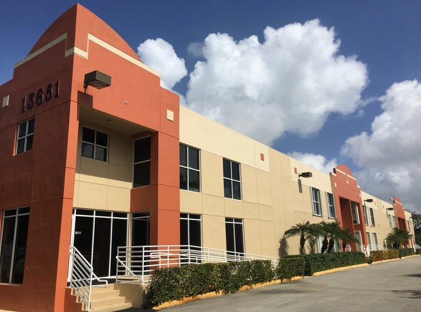 Doral commercial building with terracotta and cream exterior walls